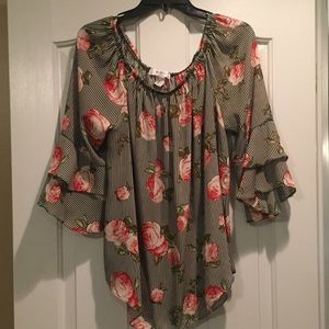 Cute Rose Pattern Dress Blouse